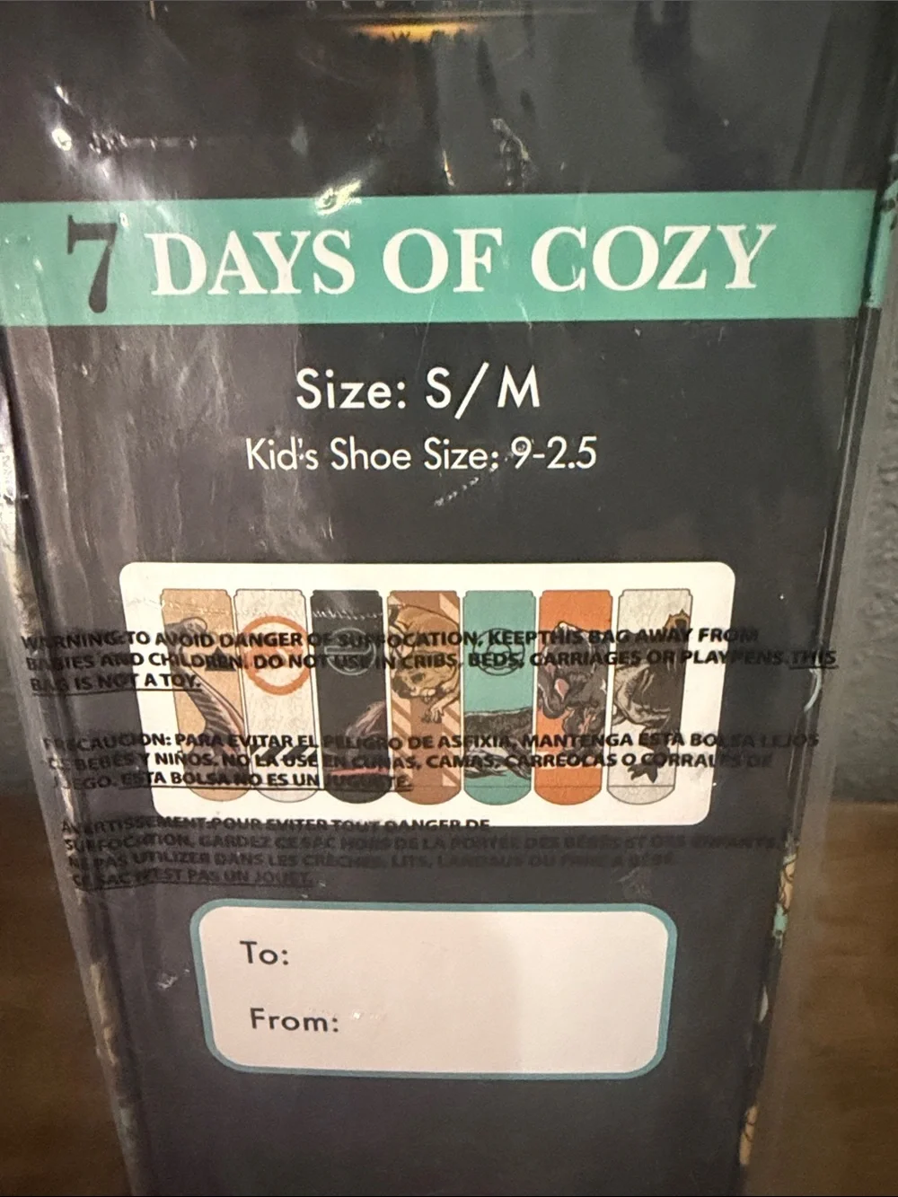 Jurassic World Kids 7-Pack Cozy Crew Socks - Orange, Black, Cream